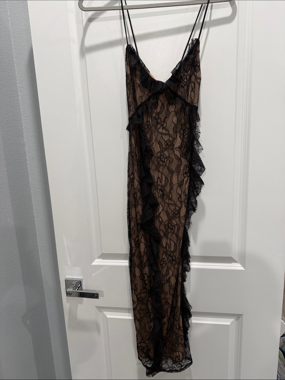 Forever 21 Black Lace Ruffle Slip Chemise